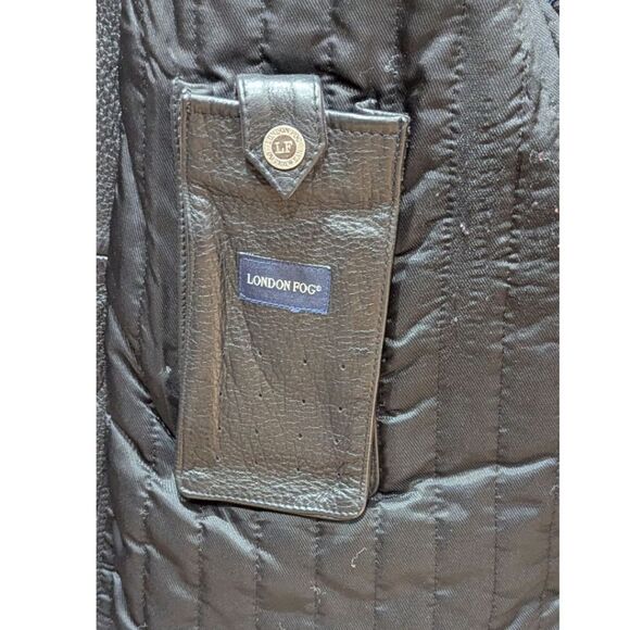 London Fog VTG Y2K Men's S Black Genuine Pebbled Leather Collar Button Jacket - Picture 8 of 11